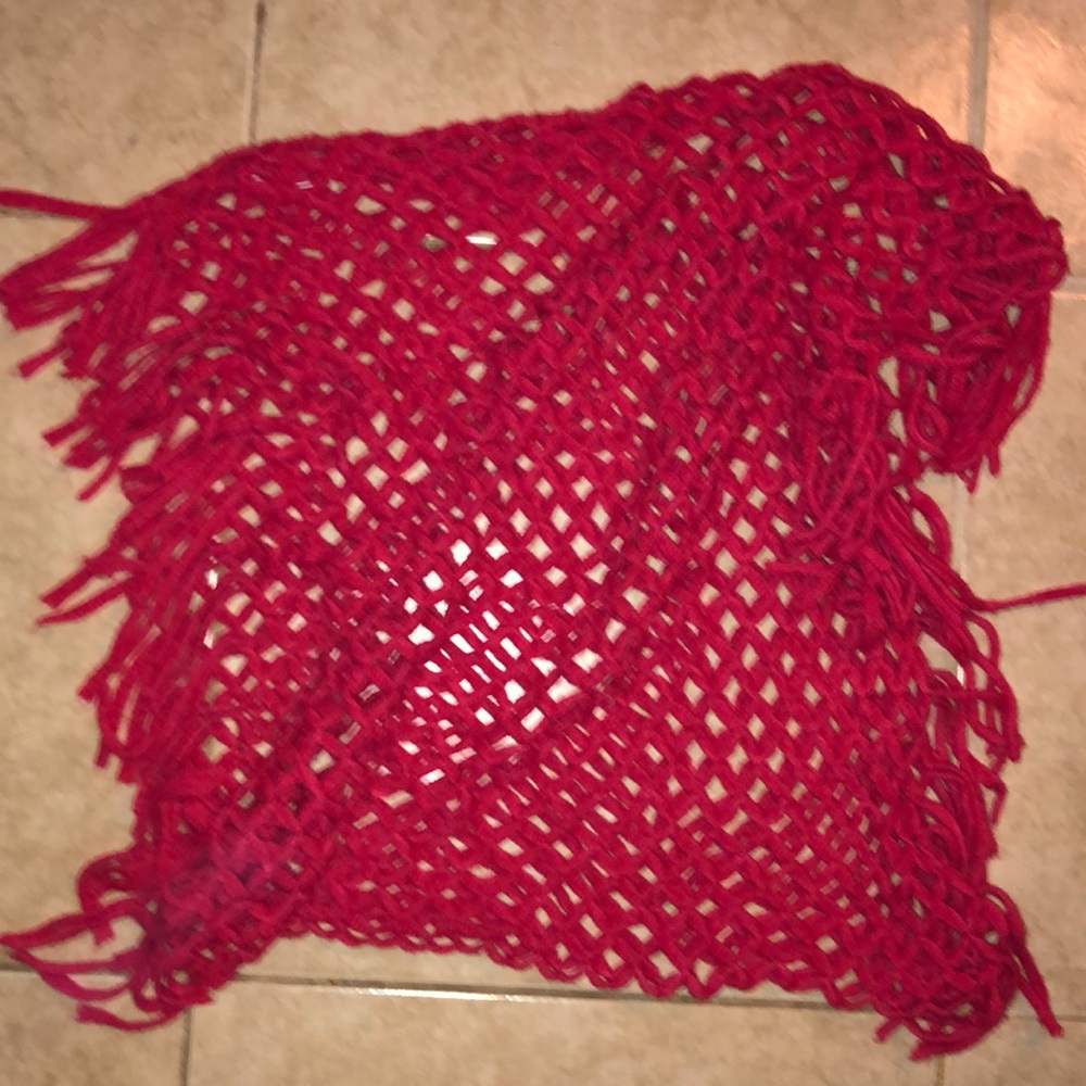 Aeropostale Red Knit Fringe Scarf